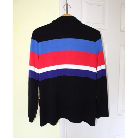 Misook women's Knit Cardigan striped long sleeve open front Size L multicolor - Picture 3 of 10